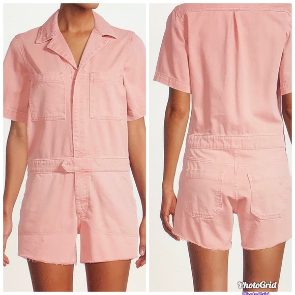 DL1961 Pants - DL1961 HANNAH Coral Short Sleeve Denim Romper-XS
